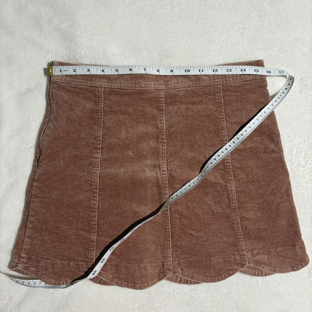Altar'd State Sophia Mini Skirt Pink Corduroy Scalloped Hem Lined Size L - Picture 4 of 7